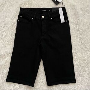 Tahari Mia Black Rinse Wash Mid-Rise Bermuda Roll Cuff Shorts Women’s Sz 6
